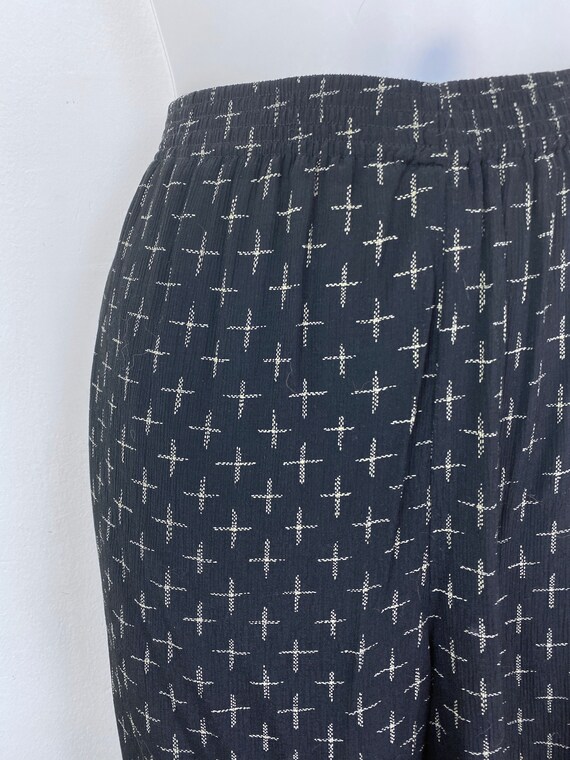 90s vintage black and ecru cross print pant suit … - image 2