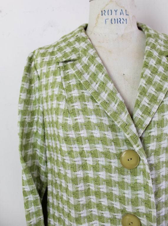 60s spring green houndstooth peacoat, 60s Plaid C… - image 7