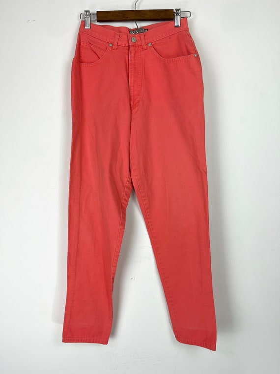 90s vintage Coral pink high waist high rise jeans… - image 2