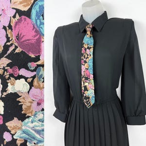 90s vintage jewel tones floral silk necktie Floral Skinny Tie 51 inch tie 90s Mens Tie Mens Vintage Unisex Necktie Gift For Him Cocktail Tie