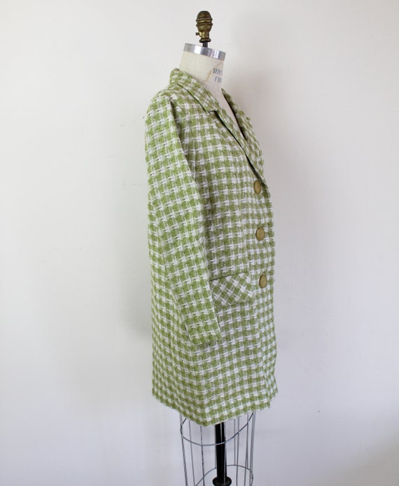 60s spring green houndstooth peacoat, 60s Plaid C… - image 8