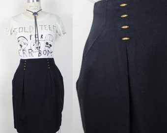 90s black pencil miniskirt with gold studs, 24 inch waist, 90s Aesthetic, 90s Mini Skirt, Black Studded Skirt, 90s clothing Punk VSCO E Girl