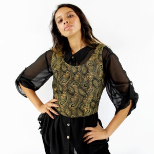 90s gold and black brocade corset, Size 6, Gold Paisley Corset, Ren Faire Costume, STEAMPUNK, 90s Clothing, Holiday Outfit, RENAISSANCE