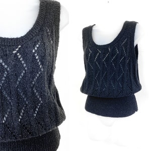 90s vintage black sleeveless sweater vest, Small Medium, Layering Piece, Black Sweater Vest, Black Summer Sweater, 90s Aesthetic VSCO