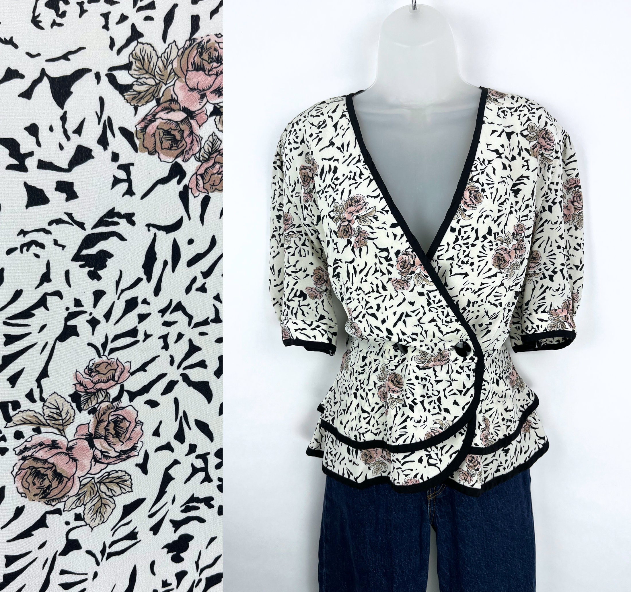 Black Rose Blouse Pink - Etsy Black Rose Blouse Pink - Etsy