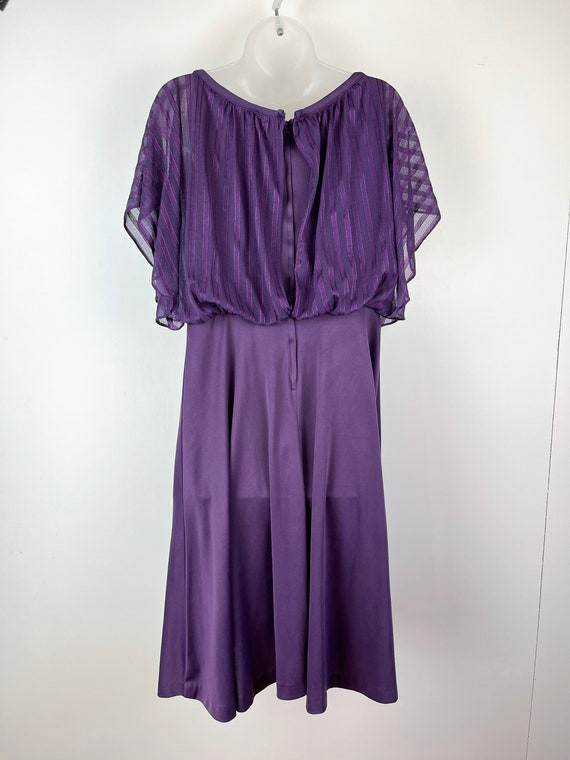 70s vintage plum purple sheer cap sleeve overlay midi… Gem
