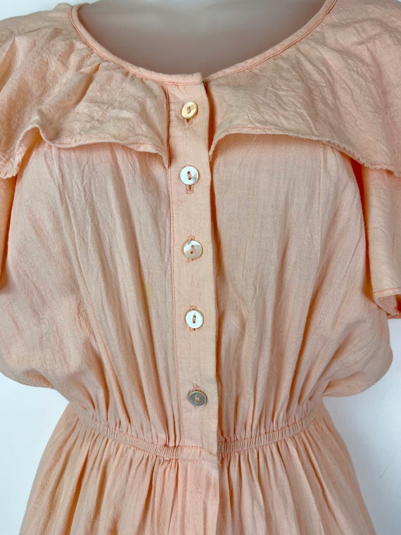 90s vintage pale peach pink ruffle flutter sleeve… - image 5