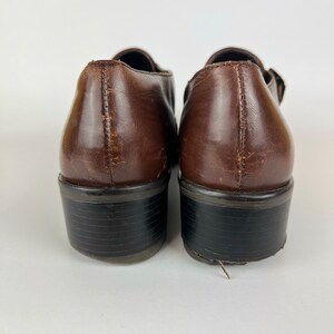 90s vintage brown woven leather Oxfords with buckle Size 7.5 Shoe Brown Woven Loafers Buckle Oxfords Light Academia Collegiate Pilgrim Shoes image 5