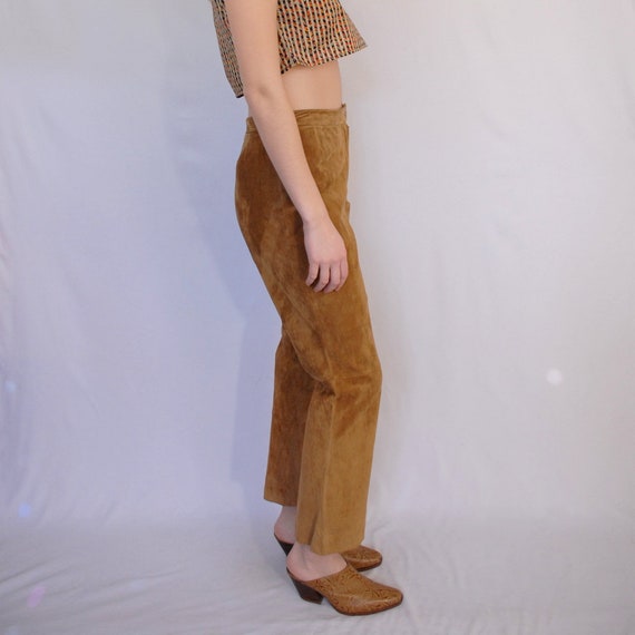 Tan suede trousers / bootcut suede trousers / tan… - image 5