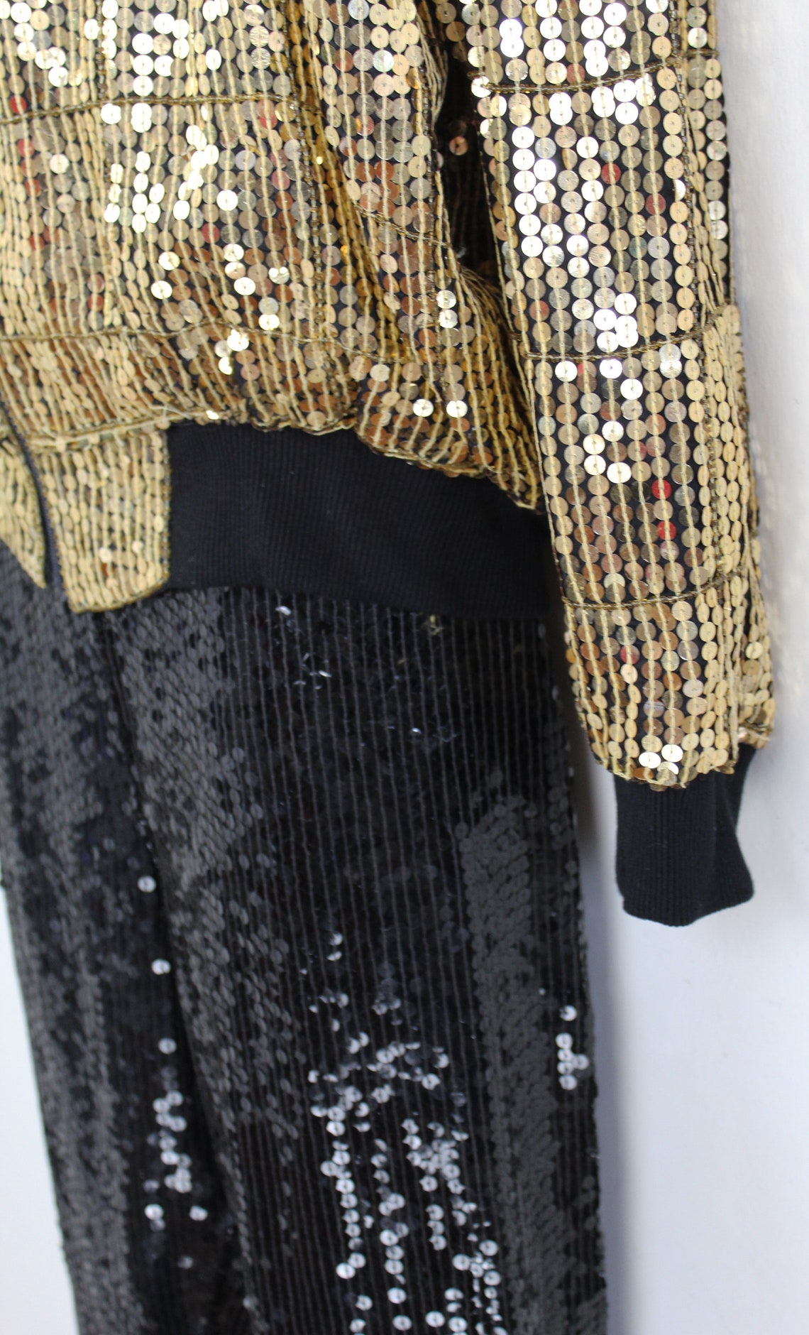 gold sequin pant suit