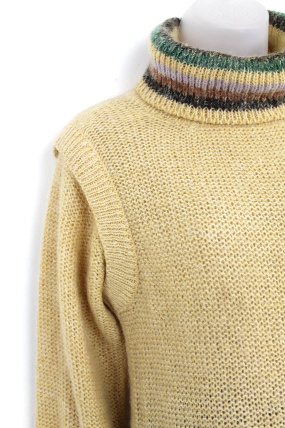 70s thick turtleneck mohair sweater with stripes Medi… - Gem