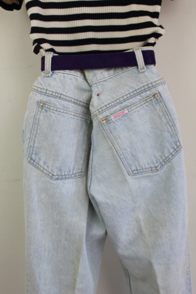 90s Vintage light wash high waist tapered SASSON jeans with button fly Size 9 26 inch waist 90s Aesthetic 90s Jeans Triangle Button Fly