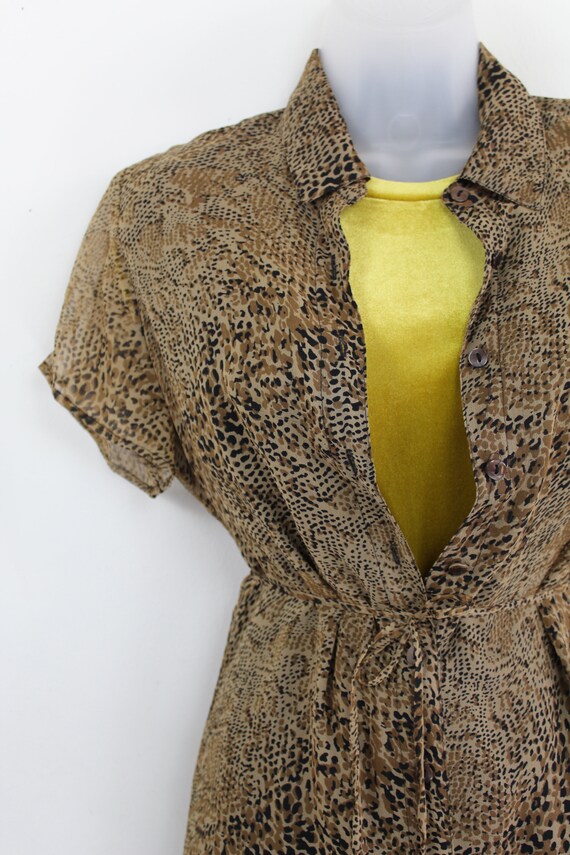 90s Vintage Bobbie Bee Animal Print Silk Duster, … - image 5