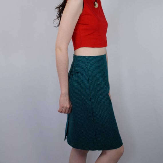 Emerald green skirt / green houndstooth skirt / g… - image 6