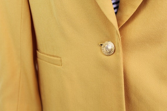 90s vintage canary yellow wool blazer Size 6, But… - image 3