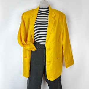 90s vintage canary yellow linen blazer Size 8 Medium Buttercup Yellow Linen Blazer Stanley Ipkiss The Mask Costume, 90s Vintage Blazer, VSCO