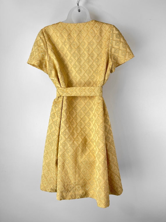 60s vintage butter yellow geometric burnout jacqu… - image 8