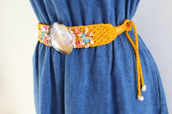 Vintage Gold & Orange Cloth Belt Vintage 80s Woven Rope Belt: Orange Beige Lurex, Aged Gold  main image 4