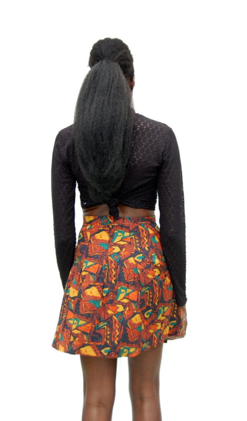 90s Mini Skirt 90s Aesthetic 90s geometric print fall colors box pleat mini skirt VSCO Girl 27 inch waist Abstract Print Depop Fashion