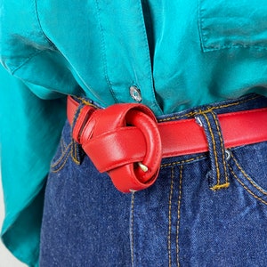 90s vintage skinny red leather belt Medium 27 Inch Waist 90s Aesthetic Red Leather Belt Aesthetic Fashion VSCO 90s Accessories Rockabilly