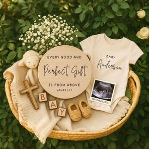 Religious Pregnancy Announcement: Christian Baby Reveal, Editable Template (Digital Download