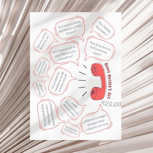 Tarjeta divertida para el Día de la Madre: Llamadas a mamá, imprimible, tamaño 5x7, diseño plano y plegado, descarga instantánea. Regalo para mamá, regalo para el Día de la Madre.