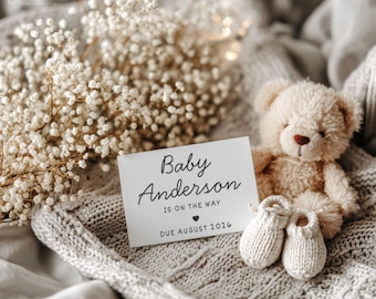 Boho Baby Announcement: Gender Neutral Social Media Reveal (Editable Canva Template Digital Download)