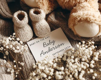 Boho Baby Announcement: Gender Neutral Social Media Reveal (Editable Canva Template Digital Download)