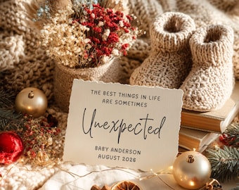 Winter Unexpected Pregnancy Announcement Digital: Baby Reveal for Social Media, Gender Neutral Post