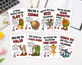 Funny Italian Brainrot Meme Valentines, Funny Tween or Teen Cards (Printable PDF)