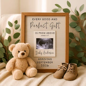 Christliche Schwangerschaftsankündigung: Schrift Baby Reveal (Digitaler Download 1080x1080 px Canva Vorlage)