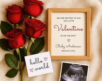 Valentines Day Pregnancy Announcement Template: Little Valentine On the Way Baby Reveal