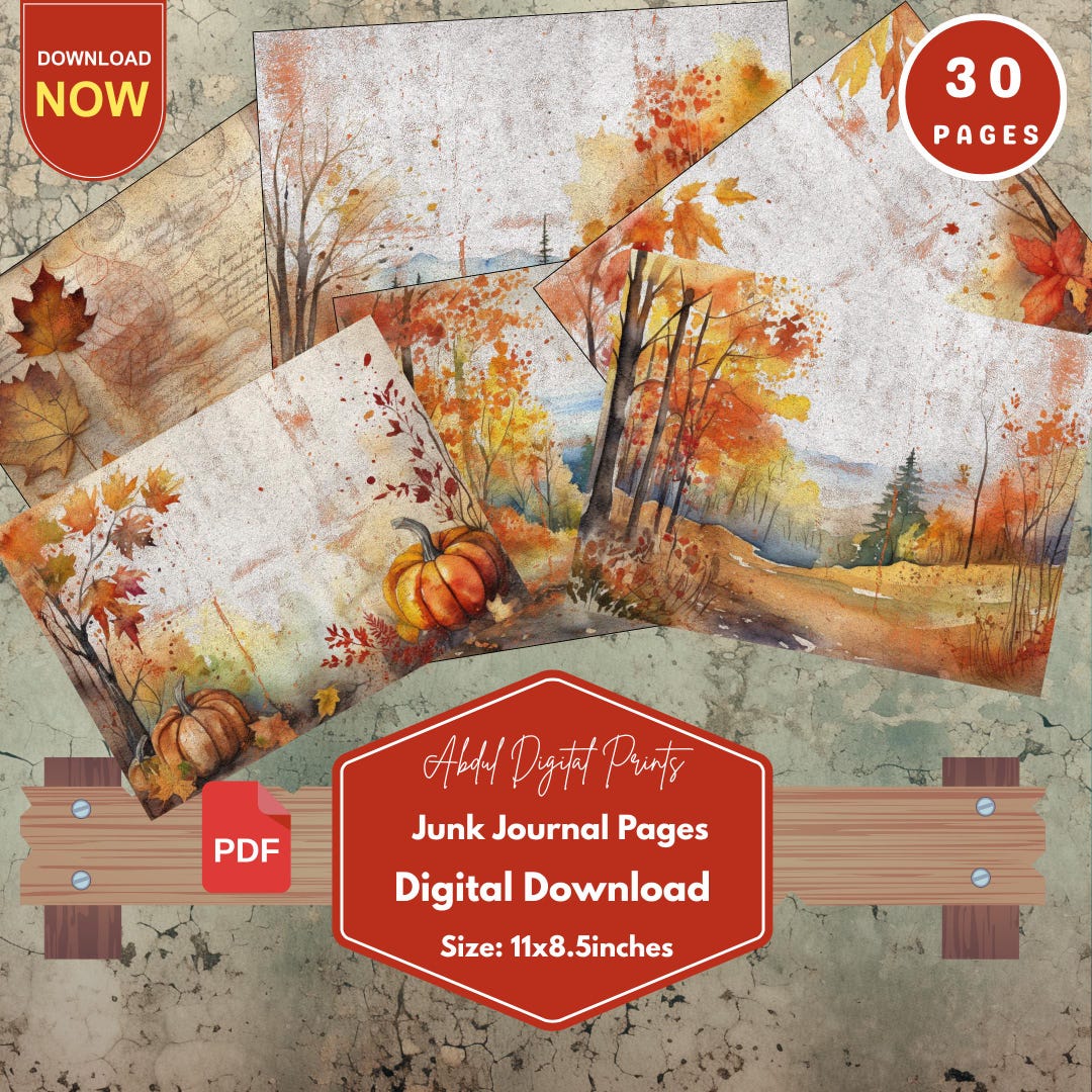 Autumn Junk Journal Kit, Printable Ephemera Pages (PDF) - Etsy
