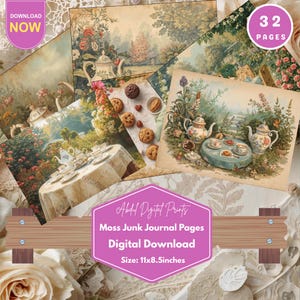 Garden Tea Party Junk Journal Kit: Vintage Floral Ephemera (Digital Download)