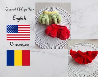 Pantalones y falda a crochet para juguetes/Pantalones amigurumi a crochet/Falda amigurumi a crochet/Patrón pdf pantalones a crochet/Patrón pdf falda a crochet/