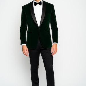 Hunter Green Velvet Tuxedo Jacket for Men | Slim Fit Shawl Lapel Blazer | Formal Wedding & Party Wear