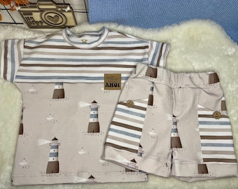 Conjunto infantil playero | Camiseta y/o pantalón corto con faro | Estilo náutico | Con estilo