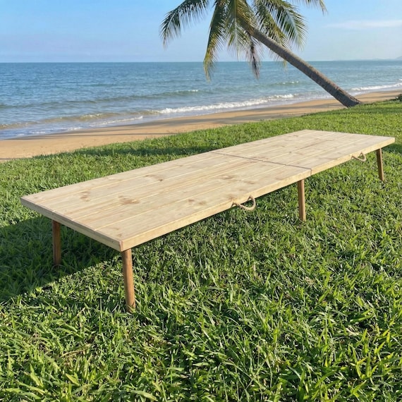Japanese Low Table, Wood Foldable Table, Handcrafted Table, Portable Picnic Table, Outdoor Low Seat Table, 80"x28" Party Table, Boho Table