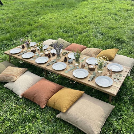 Outdoor Party Table, Wood Foldable Table, 90"x28" Large Portable Table, Handcrafted Boho Table for Events, Rustic Wedding Table, Boho Table