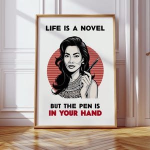Life is a Novel Motivational retro Office Poster – Inspirational Wall Art – Quote Print – Modern Minimalist Typography Decor, Success Quote