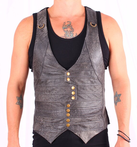 AD 2013 Mens Pleated Leather Vest. | Etsy