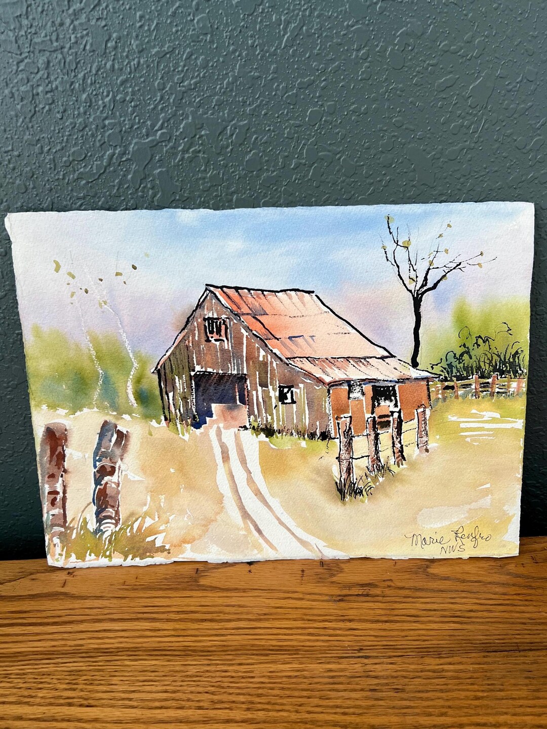 Original Watercolor Barn Painting, Rustic Farm Art - Etsy