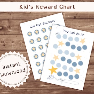 Tabella delle ricompense, Tabella delle ricompense per bambini piccoli, Tabella delle ricompense stampabile, Tabella della routine per bambini, Tabella delle ricompense blu, Tabella degli adesivi per bambini, DOWNLOAD DIGITALE