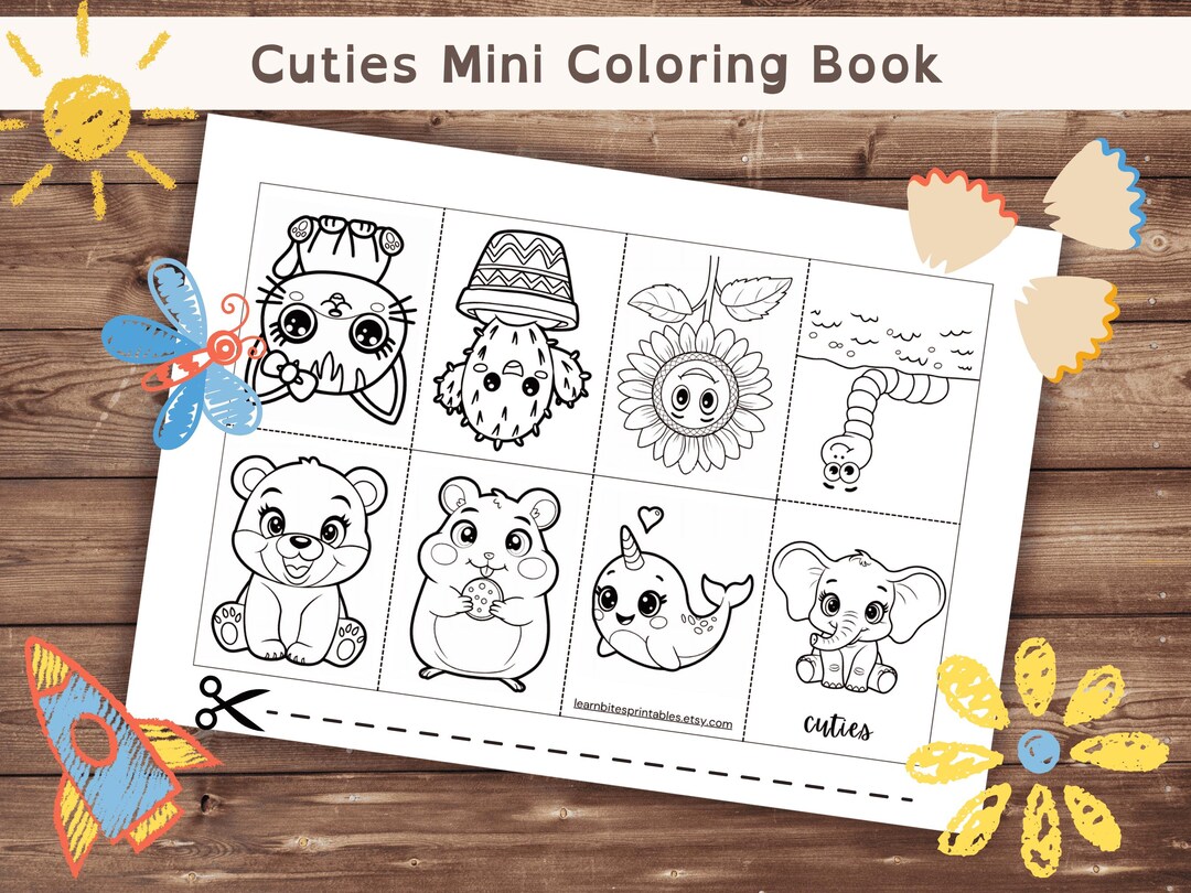 Foldable Mini Coloring Book – Adorable Animal & Nature Cuties ...