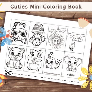 Foldable Mini Coloring Book – Adorable Animal & Nature Cuties | Printable Kids Activity