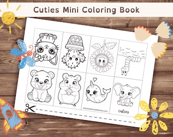 Minilibro para colorear plegable: adorables animales y bellezas de la naturaleza / Actividad imprimible para niños