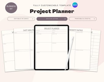 Project Planner PDF: Printable Goal Organizer, A4 Task Manager (Digital Download)