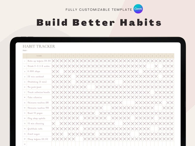 Minimalist Habit Tracker & Weekly Planner: Beige Printable PDF (A4/US ...