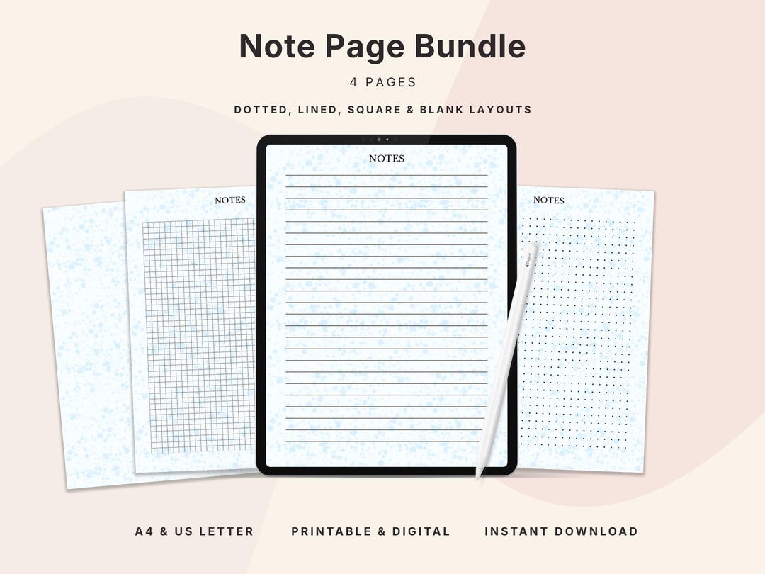 Blue Speckled Note Pages | Editable Canva Template With 4 Layouts ...