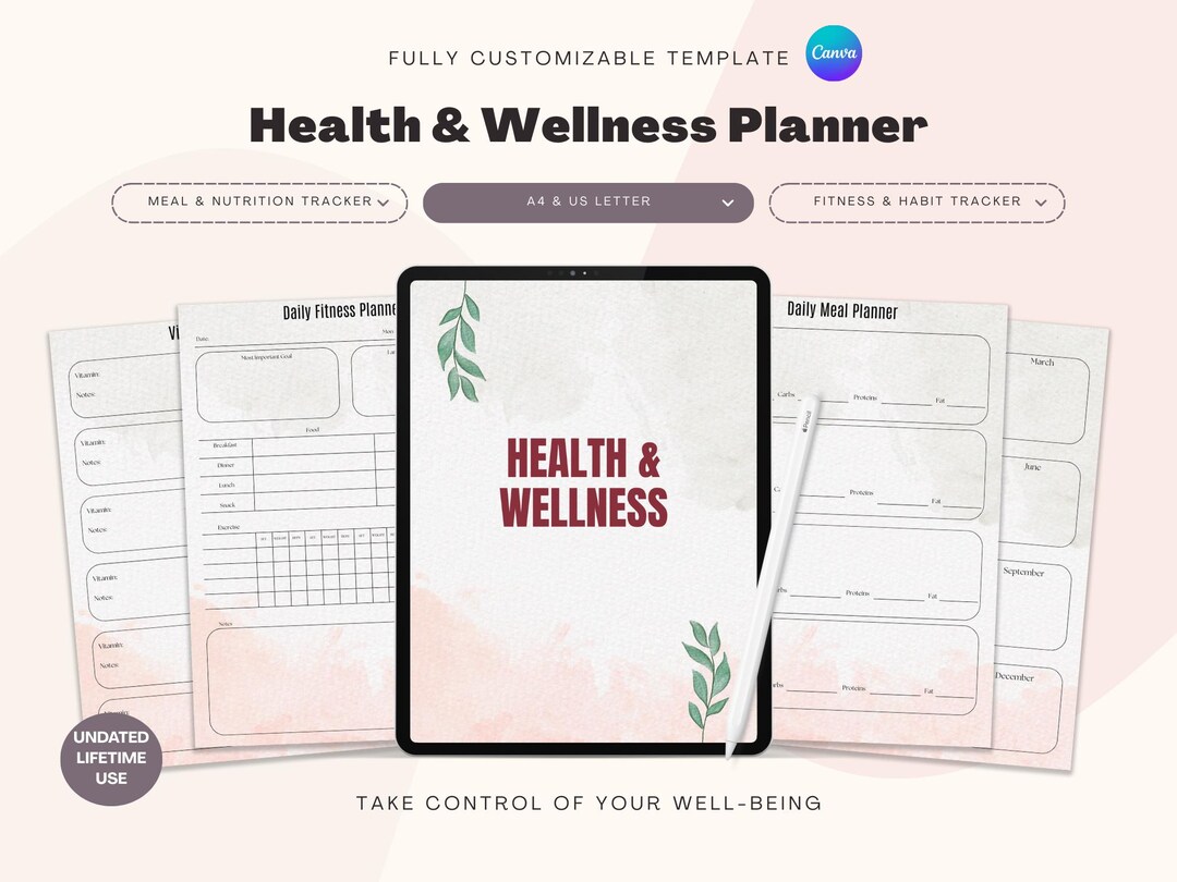 Digital Wellness Planner Health Journal That Girl Habit Tracker Log ...